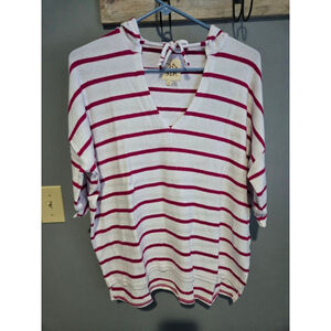 Women's Chaser Striped 3/4 Sleeve Top Size M White/Pink